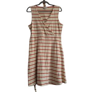 Toad&Co XL Organic Cotton Sleeveless Cue Wrap Dress Lyocell Cream Orange Stripe